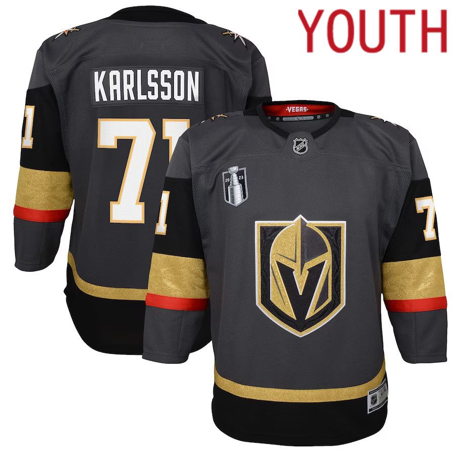 Youth Vegas Golden Knights #71 William Karlsson Black 2023 Stanley Cup Final Alternate Premier Player NHL Jersey->customized nhl jersey->Custom Jersey